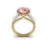 2-3/4 Carat Oval Shape Morganite and Halo Diamond Ring In 14 Karat Yellow Gold Image-4