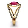3 1/2 Carat Oval Shape Ruby and Halo Diamond Ring In 14 Karat Yellow Gold Image-3
