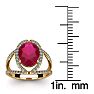 3 1/2 Carat Oval Shape Ruby and Halo Diamond Ring In 14 Karat Yellow Gold Image-5