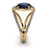 3 1/2 Carat Oval Shape Sapphire and Halo Diamond Ring In 14 Karat Yellow Gold Image-3