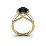 3 1/2 Carat Oval Shape Sapphire and Halo Diamond Ring In 14 Karat Yellow Gold Image-4