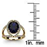 3 1/2 Carat Oval Shape Sapphire and Halo Diamond Ring In 14 Karat Yellow Gold Image-5
