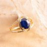 3 1/2 Carat Oval Shape Sapphire and Halo Diamond Ring In 14 Karat Yellow Gold Image-7