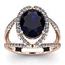 3 1/2 Carat Oval Shape Sapphire and Halo Diamond Ring In 14 Karat Rose Gold Image-1