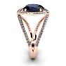 3 1/2 Carat Oval Shape Sapphire and Halo Diamond Ring In 14 Karat Rose Gold Image-3