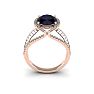 3 1/2 Carat Oval Shape Sapphire and Halo Diamond Ring In 14 Karat Rose Gold Image-4