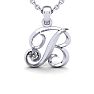 Letter B Diamond Initial Necklace In White Gold With Free Chain Image-1