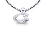 Letter C Diamond Initial Necklace In Sterling Silver With Free Chain Image-4