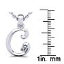 Letter C Diamond Initial Necklace In Sterling Silver With Free Chain Image-5