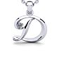 Letter D Diamond Initial Necklace In Sterling Silver With Free Chain Image-1