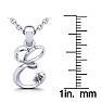 Letter E Diamond Initial Necklace In White Gold With Free Chain Image-5