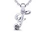 Letter F Diamond Initial Necklace In White Gold With Free Chain Image-1