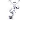 Letter F Diamond Initial Necklace In Sterling Silver With Free Chain Image-1