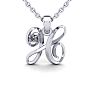Letter H Diamond Initial Necklace In White Gold With Free Chain Image-1