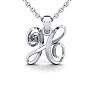 Letter H Diamond Initial Necklace In Sterling Silver With Free Chain Image-1