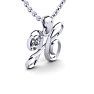 Letter H Diamond Initial Necklace In Sterling Silver With Free Chain Image-2