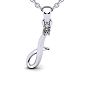 Letter I Diamond Initial Necklace In White Gold With Free Chain Image-2