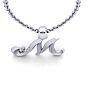 Letter M Diamond Initial Necklace In White Gold With Free Chain Image-4