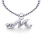Letter M Diamond Initial Necklace In Sterling Silver With Free Chain Image-4