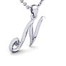 Letter N Diamond Initial Necklace In Sterling Silver With Free Chain Image-2