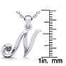 Letter N Diamond Initial Necklace In Sterling Silver With Free Chain Image-5