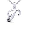Letter P Diamond Initial Necklace In Sterling Silver With Free Chain Image-1
