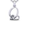 Letter Q Diamond Initial Necklace In Sterling Silver With Free Chain Image-1