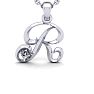 Letter R Diamond Initial Necklace In Sterling Silver With Free Chain Image-1