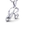 Letter R Diamond Initial Necklace In Sterling Silver With Free Chain Image-2