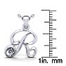 Letter R Diamond Initial Necklace In Sterling Silver With Free Chain Image-5