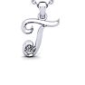 Letter T Diamond Initial Necklace In White Gold With Free Chain Image-1