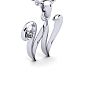 Letter W Diamond Initial Necklace In White Gold With Free Chain Image-2