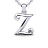 Letter Z Diamond Initial Necklace In White Gold With Free Chain Image-1