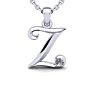 Letter Z Diamond Initial Necklace In Sterling Silver With Free Chain Image-1