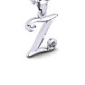 Letter Z Diamond Initial Necklace In Sterling Silver With Free Chain Image-2