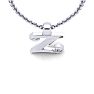 Letter Z Diamond Initial Necklace In Sterling Silver With Free Chain Image-4