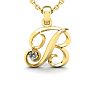 Letter B Diamond Initial Necklace In Yellow Gold With Free Chain Image-1