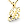 Letter B Diamond Initial Necklace In Yellow Gold With Free Chain Image-2