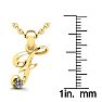 Letter F Diamond Initial Necklace In Yellow Gold With Free Chain Image-5