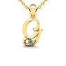 Letter G Diamond Initial Necklace In Yellow Gold With Free Chain Image-1