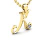 Letter K Diamond Initial Necklace In Yellow Gold With Free Chain Image-2