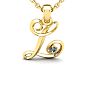 Letter L Diamond Initial Necklace In Yellow Gold With Free Chain Image-1
