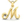 Letter M Diamond Initial Necklace In Yellow Gold With Free Chain Image-1