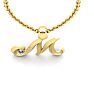 Letter M Diamond Initial Necklace In Yellow Gold With Free Chain Image-4