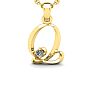 Letter Q Diamond Initial Necklace In Yellow Gold With Free Chain Image-1