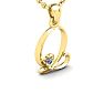 Letter Q Diamond Initial Necklace In Yellow Gold With Free Chain Image-2