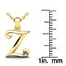 Letter Z Diamond Initial Necklace In Yellow Gold With Free Chain Image-5