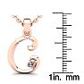 Letter C Diamond Initial Necklace In Rose Gold With Free Chain Image-5