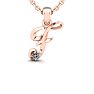 Letter F Diamond Initial Necklace In Rose Gold With Free Chain Image-1
