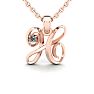 Letter H Diamond Initial Necklace In Rose Gold With Free Chain Image-1